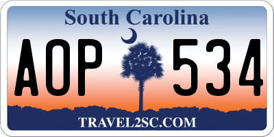 SC license plate AOP534