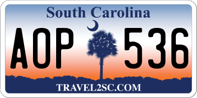 SC license plate AOP536