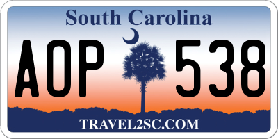 SC license plate AOP538