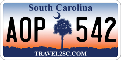 SC license plate AOP542