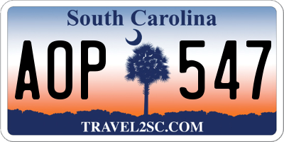 SC license plate AOP547