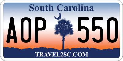 SC license plate AOP550