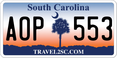 SC license plate AOP553