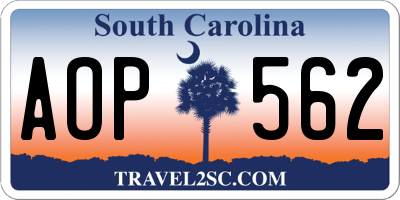 SC license plate AOP562