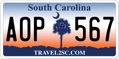 SC license plate AOP567