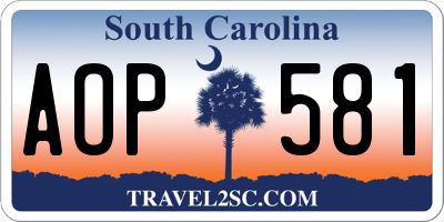 SC license plate AOP581