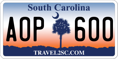 SC license plate AOP600