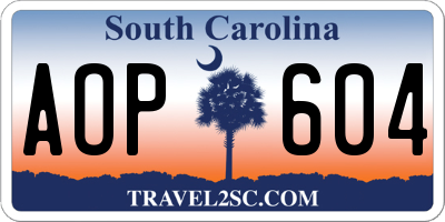 SC license plate AOP604