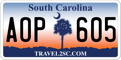 SC license plate AOP605