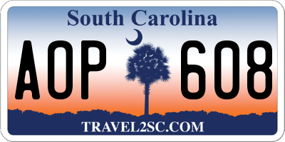 SC license plate AOP608