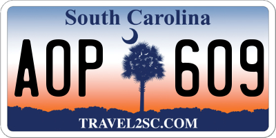 SC license plate AOP609