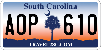 SC license plate AOP610