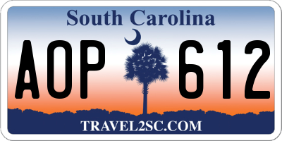 SC license plate AOP612