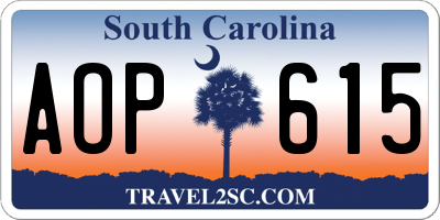 SC license plate AOP615