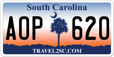 SC license plate AOP620