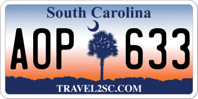 SC license plate AOP633