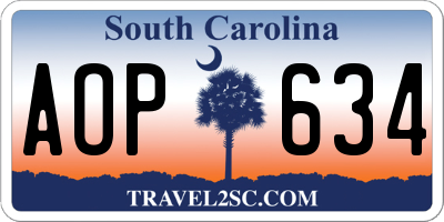 SC license plate AOP634