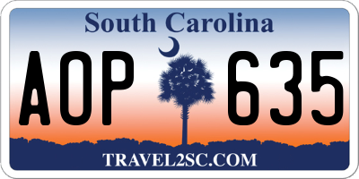 SC license plate AOP635