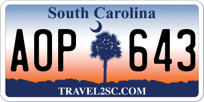 SC license plate AOP643