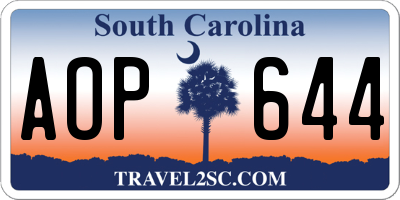 SC license plate AOP644