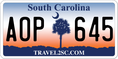 SC license plate AOP645