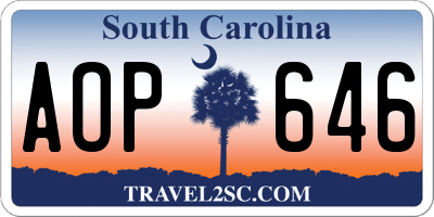 SC license plate AOP646