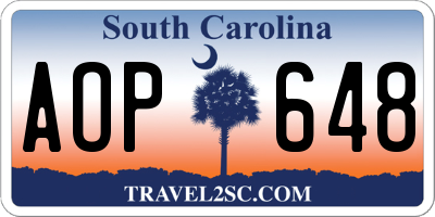 SC license plate AOP648