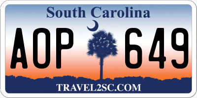 SC license plate AOP649
