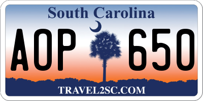 SC license plate AOP650