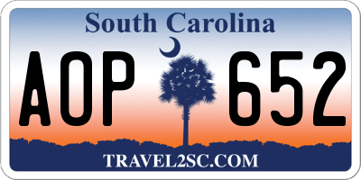 SC license plate AOP652