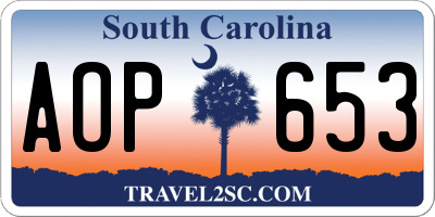 SC license plate AOP653