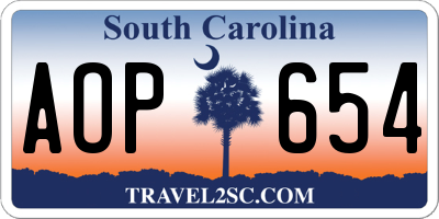 SC license plate AOP654