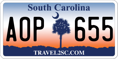 SC license plate AOP655