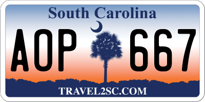 SC license plate AOP667