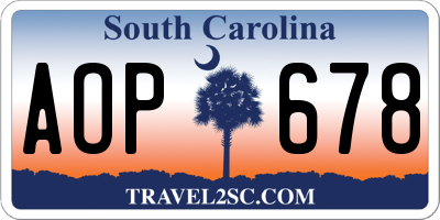 SC license plate AOP678