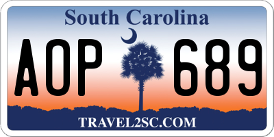 SC license plate AOP689