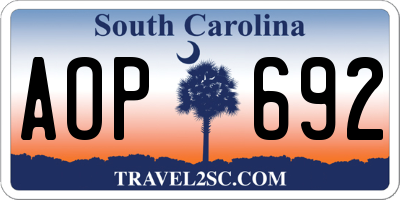 SC license plate AOP692