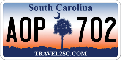 SC license plate AOP702