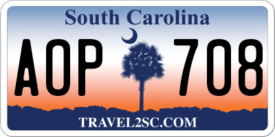 SC license plate AOP708