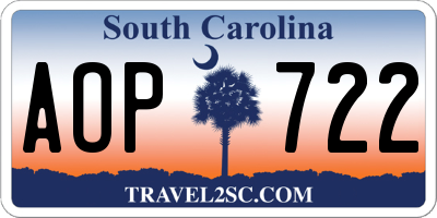 SC license plate AOP722
