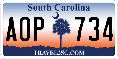 SC license plate AOP734