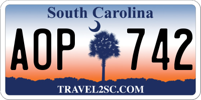 SC license plate AOP742