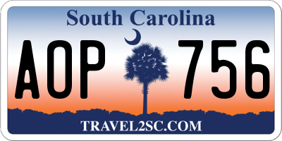 SC license plate AOP756