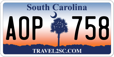 SC license plate AOP758