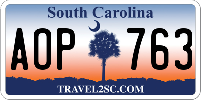 SC license plate AOP763