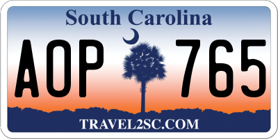 SC license plate AOP765