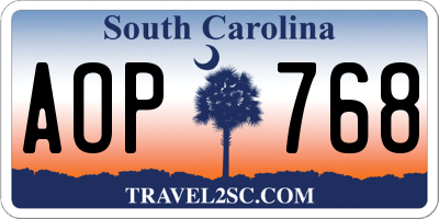 SC license plate AOP768