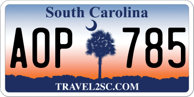SC license plate AOP785