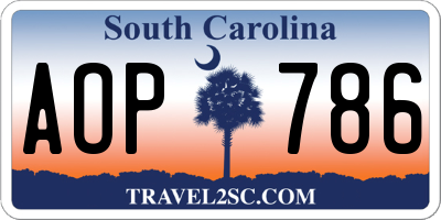 SC license plate AOP786
