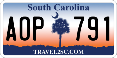 SC license plate AOP791